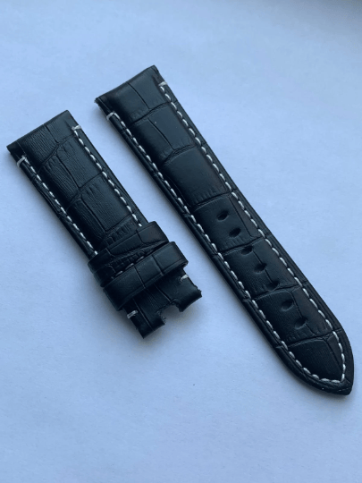 Premium Quality Black Distressed Assolutamente Leather Strap Band for Panerai PAM 24mm without clasp